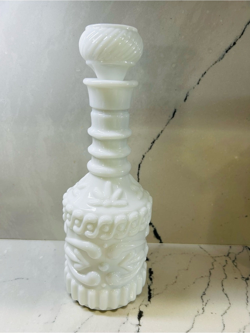 Vintage Jim Beam White Milk Glass 1969 Liquor Decanter